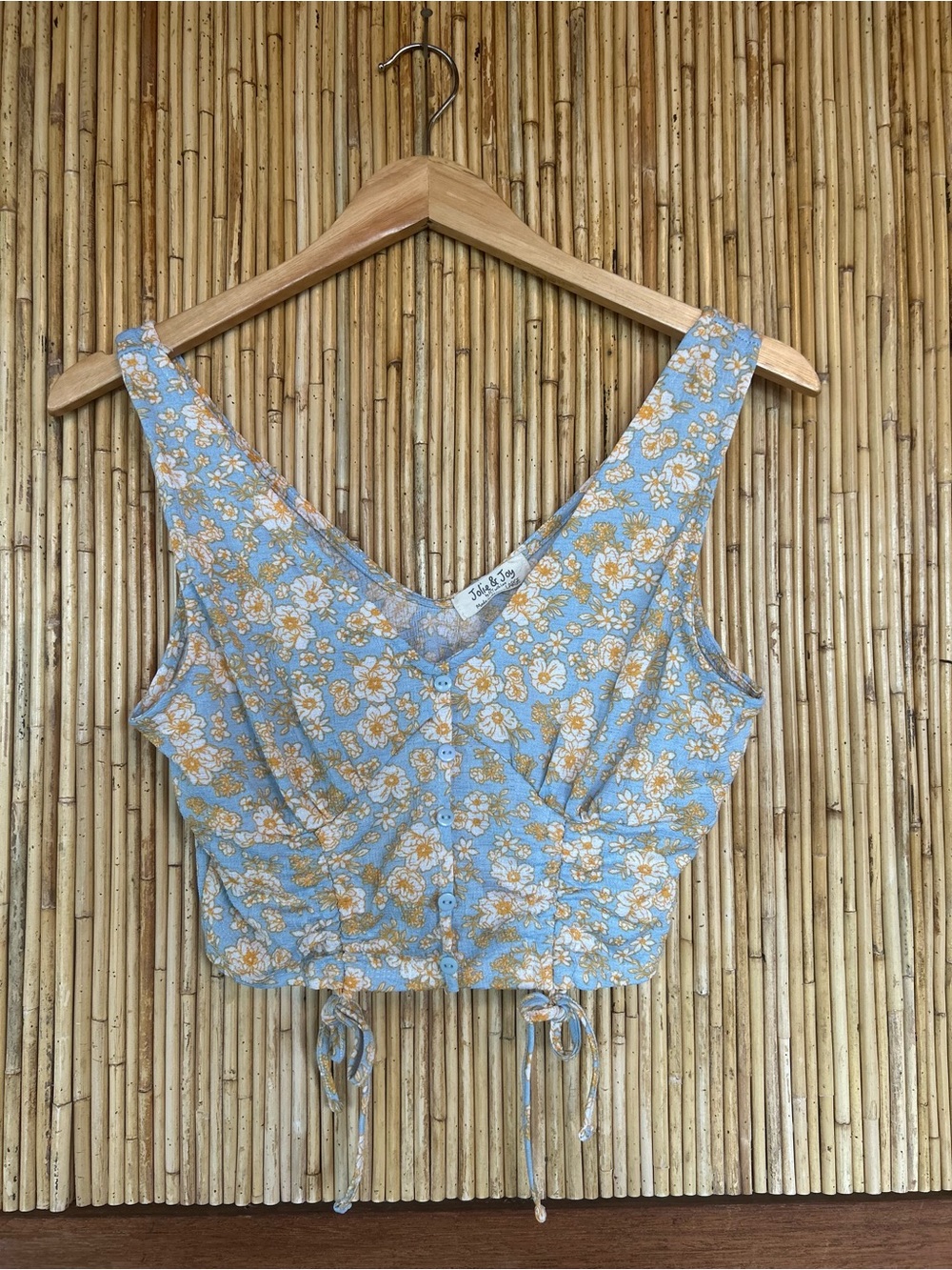 Jolie & Joy Blue Floral Ditsy Crop Top Cottagecore Milkmaid Boho Coquette Doll